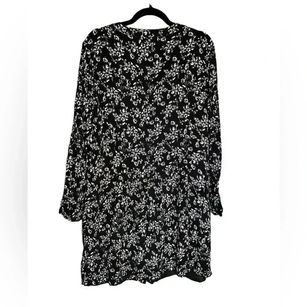 Garnet Hill Women's Sz 18 Lined Black & White Print Dress Drop Waist And Pockets - Picture 4 of 6